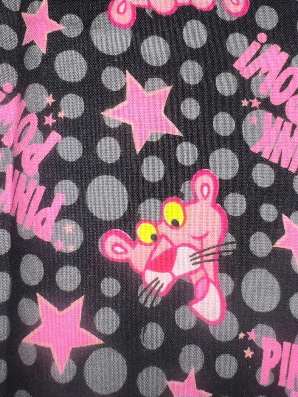 Handmade Pink Panther Black Polka Dot Cotton Pillowcase Pink Stars